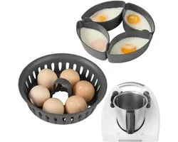 longziming -Insertion Cuiseur d'Œufs Poché 2-en-1 pour Robot de Cuisine – Pour Œufs Pochés & Œufs Durs – Compatible avec TM5, TM6, TM31 & Monsieur Cuisine – Résistant à la Chaleur et Lave-Vaisselle