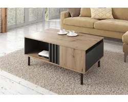 Meubella - Salontafel Marcos - Eiken - Antraciet - 100 cm
