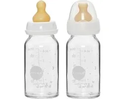 Bouteille Hevea verre x2 120ml avec tétine 0-3 mois