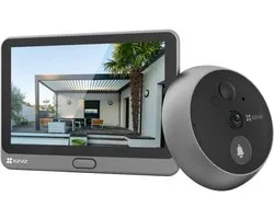 EZVIZ CP4 1080P Caméra judas de porte, Batterie 4600mAh, Caméra de porte, Vision nocturne, Interphone sonnette vidéo, Judas de porte numérique avec écran tactile de 4,3 pouces, Détection humaine, Audio bidirectionnel, Vision nocturne 5m