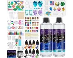Nexvo® Epoxy Starterspakket - Zelf Sieraden Maken Set – Resin Starterskit Inclusief Giethars En Mallen – Veelkeurig - ‎22cm x 18cm x 11cm