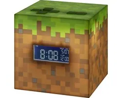 Minecraft Grass Block Digital Alarm Clock - Officially Licensed Light Up Lamp Feature, Plays Official in Game Music, Bedroom Decor for Minecraft Gamers- Paladone