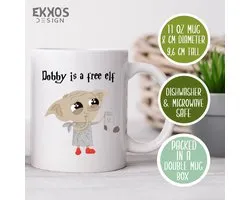 Dobby est une tasse elfe gratuite - Harry Potter - Cadeau Harry Potter - Décorations de Noël de Noël - Cadeau de Noël - Cadeau drôle - Glaçage au Thee - Tasses - Cadeau pour mari - Cadeau pour femme - Cadeaux Saint Valentin - Tasses à café
