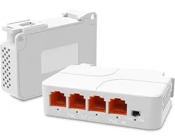 YuanLey 4-Port 2.5G PoE Extender with 3 PoE Outputs, Mini 4-Channel PoE Repeater 2500Mbps, Wall and DIN Rail Mount - ShopVlot