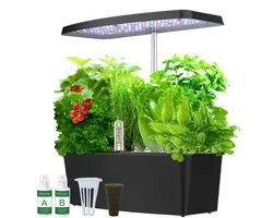 MincQ Smart Garden Système de culture hydroponique d'intérieur à 12 dosettes – Jardin intérieur intelligent avec éclairage LED– Système hydroponique comprenant de la nourriture pour plantes et des graines – Water automatique