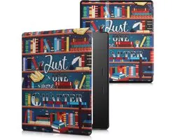 kwmobile e-reader hoesje geschikt voor Amazon Kindle Oasis 10. Generation hoes - E reader flip case met magnetische sluiting - Ereader cover - bibliotheek design in meerkleurig