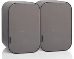Artsound UNI20, Set van 2 passieve luidsprekers, 2-weg hifi luidspreker, 10-40 watt, muurbeugel met kogelgewricht, geschikt voor ruimtes tot 20 m² zoals gang, keuken, toilet, kleur: grijs