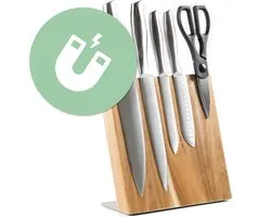 Coninx Quin Messenblok Magnetisch 22x23CM - Messenmagneet - Antislip - Messenhouder RVS / Acacia