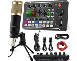 Équipement complet de podcast – Microphone à condensateur avec trépied et mélangeur Audio professionnel pour le streaming, la diffusion et l'enregistrement – ​​Set de podcast, ensemble de microphones