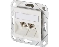 Metz Connect 130B12D21102-E Boîtier réseau Encastré (dans le mur) Insert avec pièce centrale CAT 6A 2 ports Blanc Zuiver