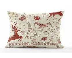 Sierkussen Velvet - 30x50 cm - Kerst Seasons Greetings - Inclusief binnekussen
