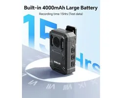 Caméra corporelle BOBLOV KJ23PRO 2K, caméras corporelles intégrées de 128 Go avec vision nocturne, batterie de 4000 mAh pour 15 heures en continu - ShopVlot