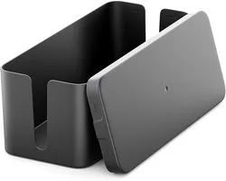 Kabel Organizer Box met Deksel – Zwarte Kabelmanagement Box voor Stekkerdozen - Zwart ( Maat M )