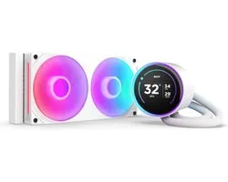 NZXT Kraken Elite 240 RGB 2024 White - Radiateur de processeur pour système de refroidissement liquide taille 240 mm - pour Intel LGA 1851, 1700, 1200, 115X - AMD AM5, AM4 - 2 x F240 RGB Core Fan - Mode Zero RPM - 2.72 IPS LCD - blanc
