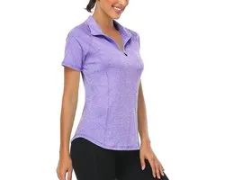 Akiooue Dames Poloshirts met Korte Mouwen en Ritssluiting voor Golf