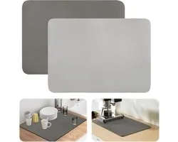 2 Pieces Dripping Mat 40x30cm Super Absorbent Drip Mat Quick Drying Kitchen Draining Mat Non-Slip Draining Mat for Kitchen Bathroom Sink
