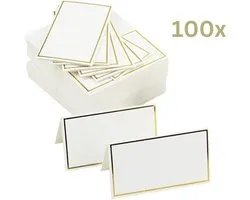 Joya Party® Lot de 100 marque-places pour table dressée de 100 pièces pour un mariage ou une Fête | Cartes de table Or avec Wit | Marque-places de table