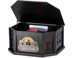 ORCC 10-in-1 Platenspeler Vintage met Bluetooth – Vinyl Platenspeler met USB, CD, SD, AUX, RCA, Ingebouwde Stereo Speakers, Afstandsbediening en 33/45/78 RPM – Houten Retro Record Player