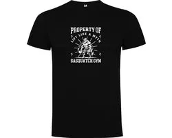 T-shirt Zwart avec impression couleur « Propriété de Lifting like a Myth Sasquatch Gym - Musculation - Force athlétique like a Myth » Taille M