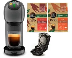 Krups Dolce Gusto Genio S KP243B10 – Machine à café à capsules – 15 bars – Format compact XL 300 ml – Bundle 2 cafés NEO Espresso & Lungo + Adaptateur capsules