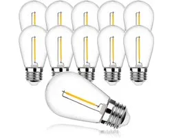 S14 LED-lampen, 1W vintage Edison lamp, 2200K warm wit retro lampen, 5W gloeilamp equivalent, kunststof, voor buiten S14 fee verlichting vervangende lamp, 50LM, pak van 10