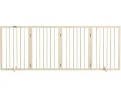 Barrière de sécurité modulable pliable pour animaux de compagnie avec pied de support - bois massif - 206 x 35 - 5 x 76 cm