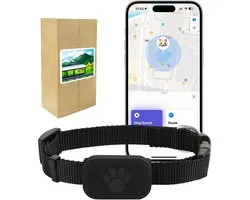 Traceur GPS pour chat - Sans frais mensuels - Compatible iOS/Android - Étanchéité IP67 - Pile CR2032 (1 an et plus) - Collier en nylon réglable - Zwart