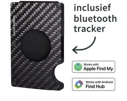 Locus Amicus Smart Card Holder - Pashouder met Bluetooth Tracker (Apple & Android) - RFID Pasjeshouder met Geldclip & Band - Titan Carbon