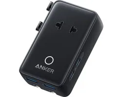 Anker Nano reisadapter - USB-stekker 5-poorts stroomadapter met 1 AC - 2 USB-A en 2 USB-C poorten - Slimme temperatuurregeling - Compatibel met alle landen en regio's - Ideaal voor op reis