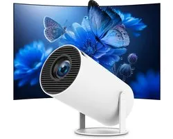 MELVRA Beamer - Mini Projecteur - 4K & 1080p Full HD - Android 11 avec Netflix - WiFi 6 & Bluetooth - Rotatif 180° - Home Cinéma