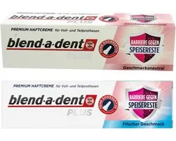Blend-a-dent - Plus Premium kleefcrème – Anti-Kruimel formule - voor gebit en deelprothese - Voordeelset 2 stuks a 40 gram!! 1x Frisse Smaak + 1x Neutrale Smaak.