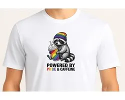 Powered by Pride & Caffeine - T Shirt - cute - kawaii - Gift - Cadeau - schattig - schattigdesign - liefdesign - pastelkunst - Funny - Pride - LGBTQ