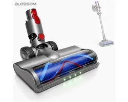 Brosse d'aspirateur - Embout d'aspiration Compatible avec l'aspirateur balai Dyson V7/V8/V10/V11/V15/G5 - Embout de sol - Embout d'aspirateur - Accessoires d'aspirateur - Avec lumières LED - Bleu