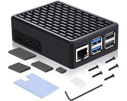 Allecto - Raspberry Pi 5 Case - Aluminium Behuizing - Efficiënte Koeling - Compact Formaat - Heatsink Koeler - Geschikt voor 4 GB/8 GB - Zwart