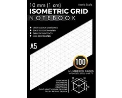 10mm (1cm) Isometric Graph Paper Notebook A5: 100 Numbered Pages (50 Double Sided Sheets) with Table of Contents - ShopVlot