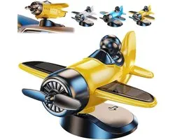 Generisch Car Dashboard Drifting Rotating Airplane Ornament, Solar Airplane Car Ornamenten, Voeg rijplezier toe, Bureaudecoratie, Stille Rotatie Auto Ornament Relief Vermoeidheid (geel)