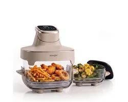 Seeger ClearFry - Friteuse à air en verre - 6 programmes - Sans PFAS - 60°C à 200°C - Récipients en verre de 2,5L + 4,5L - Beige