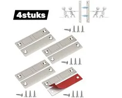 4 stuks - Magnetisch - Magneetsluitingen- met schroeven - Magnetische deursluiter - Deurmagneet - Deurslotmagneet - Kastmagneet - Deurstopper - Magnetisch - Lademagneet - Dubbele magneet - Zilver