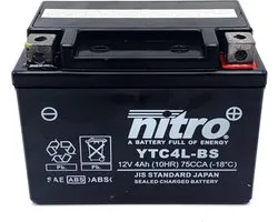 Batterie gel NITRO - 12V 4Ah - convient à de nombreux scooters 2 temps (sans entretien)