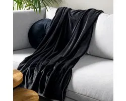 Dutch Decor - SIDNEY - plaid 140x180 cm - fleece deken - 100% gerecycled - Raven - zwart