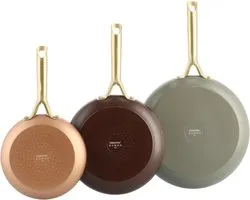 Greenpan Padova set de poêles 3 pièces - cuivre, chocolat, quartz