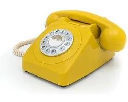 GPO 746PUSHMUS - Telefoon retro jaren ‘70, druktoetsen, mosterdgeel