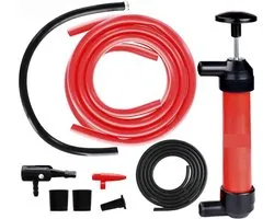 Multipurpose Manual Fuel Transfer Pump Kit - 15" Siphon Hose Portable Water & Gas Pump - Auto Fluid Transfer Tool - Rain Barrels & Water Gardens Accessory - Efficient Manual Liquid Transport Kit