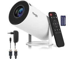 Thingy® Ultra Mini Beamer - Support 4K - Projecteur - WiFi 6 & Bluetooth 5.4 - Beamer - Inclus Câble Hdmi, Câble d'alimentation extra long & Piles - Compatible iOS et Android - USB-C - Home Cinema