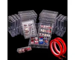 Press-On Nail Storage Box, 10 x 7.3 x 1.8cm Clear Empty Press-On Nail Packaging Box Artificial Nail Display Organizer Case with Transparent Tape Nail Tips Display Holder (Box Only) (24PCS)