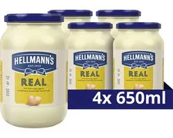 Hellmann's Real - Real - gemaakt met vrije-uitloopeieren - 4 x 650 ml