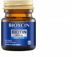 Bioxcin Biotin 5000 µg & Zink 15 mg - 60 Tabletten - Voedingssupplement voor Haar, Huid en Nagels - Anti-Haaruitval
