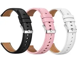 Kiraal Lot de 3 bracelets de montre connectée en cuir de luxe Premium – 20 mm – Plusieurs couleurs – Universel – Convient pour montre connectée