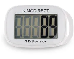 KIMO DIRECT Stappenteller met Clip en Draagkoord - Stappen Tellen - Activity Tracker - 3D Sensor - Groot Scherm - Wit