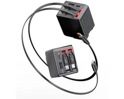Chargeur rapide GaN - Chargeur USB-C - 65 W - Chargeur Fast pour Samsung Galaxy et iPhone - Livré avec 2 câbles de charge de 65 cm - Sortie USB - Sortie Type-C- Convient pour MacBook Pro/ Air - Apple iPhone- Certifié - Zwart